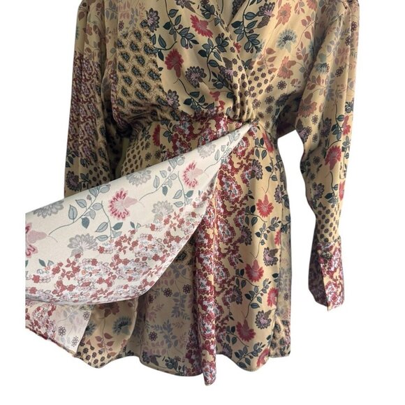 Zara Woman's Sz XS Patchwork Macedonia Faux Wrap Romper Dress NWT - Picture 5 of 15